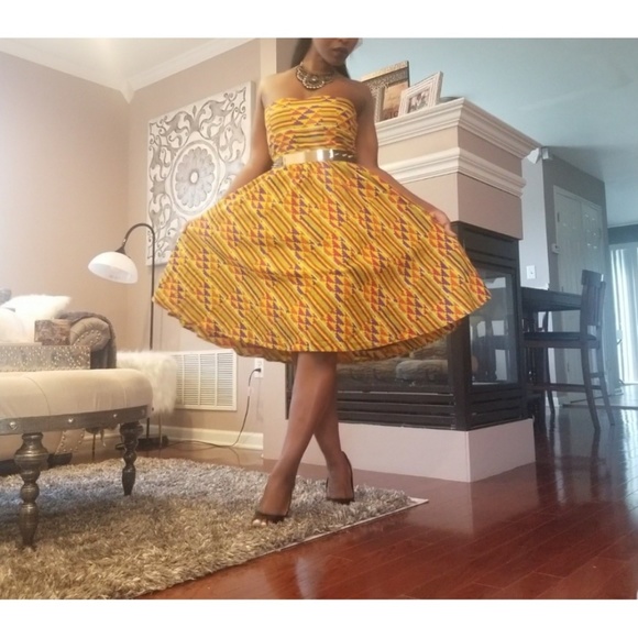 Custom made African strapless dress - Picture 3 of 8